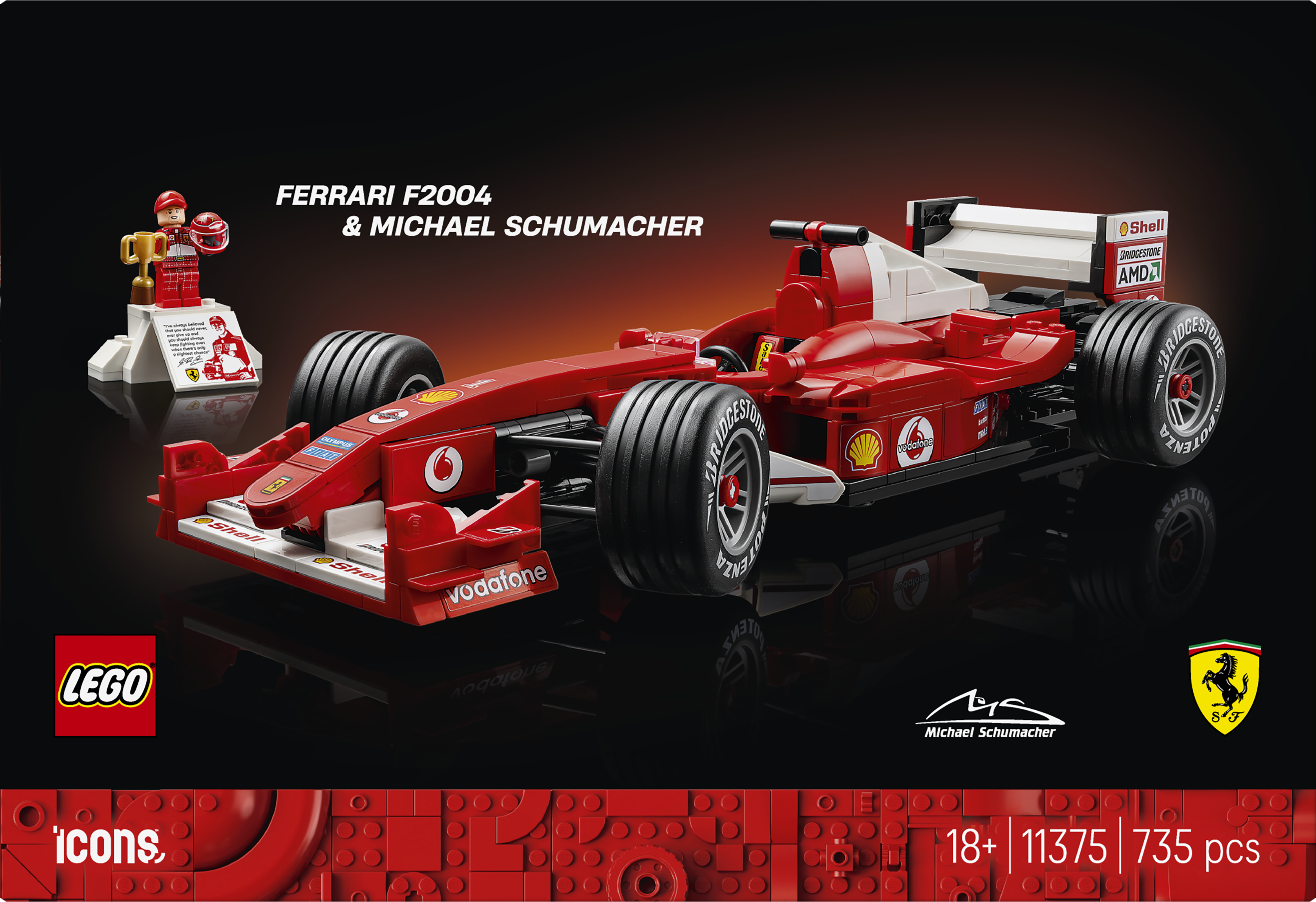 LEGO® Icons Ferrari F2004 og Michael Schumacher, bil 11375