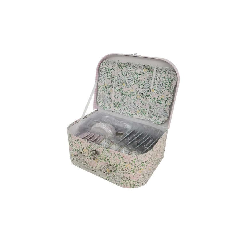 PAP, Blomstret Teservise for 4 med Brett, Metall