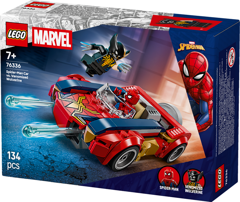 Spider-Man i bil mot venomifisert Wolverine