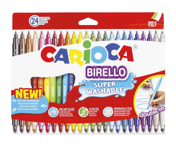 Carioca Dobbeltspissede Fiberpenner 24-pakke