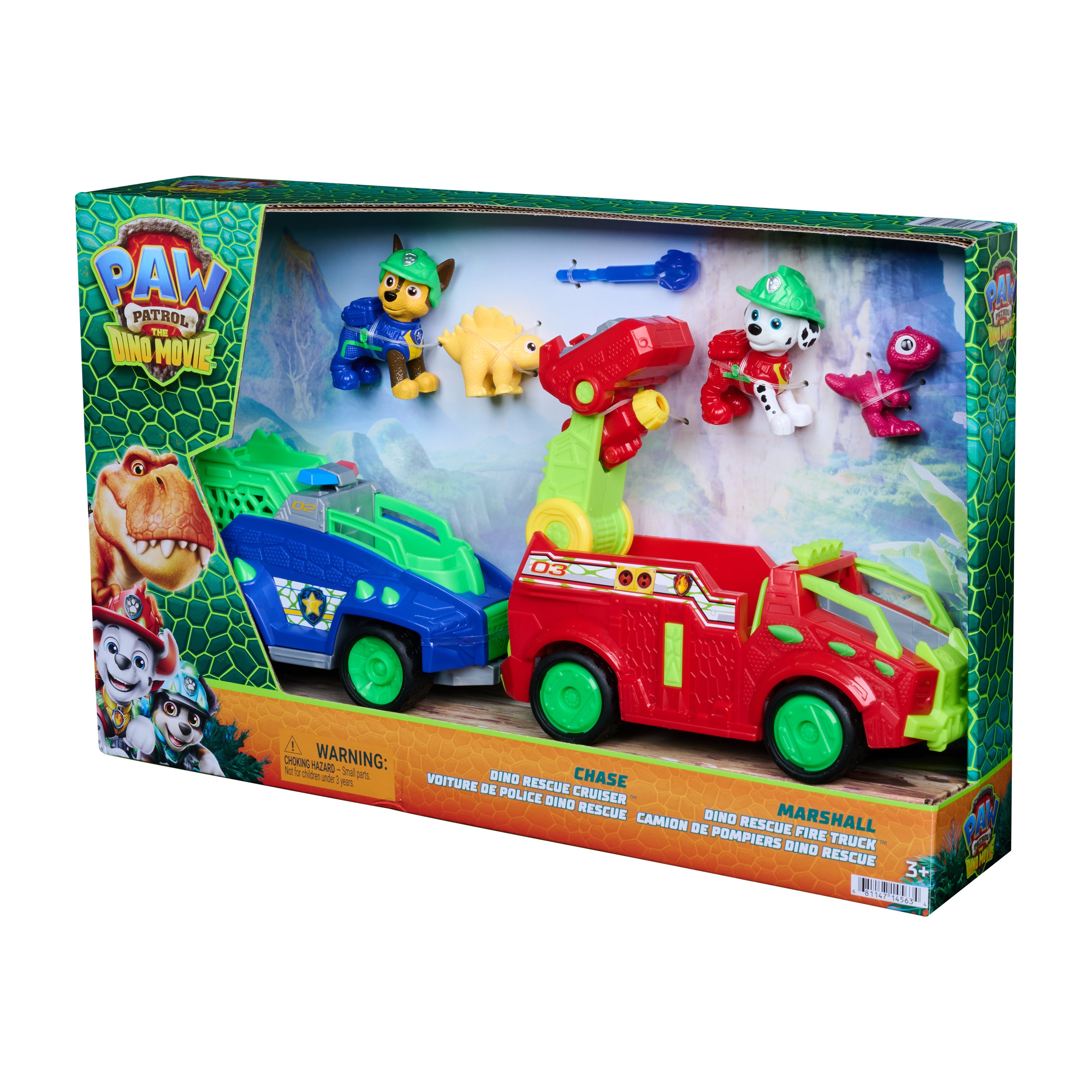 Paw Patrol Movie 3 Dinosaur-kjøretøy 2-pack