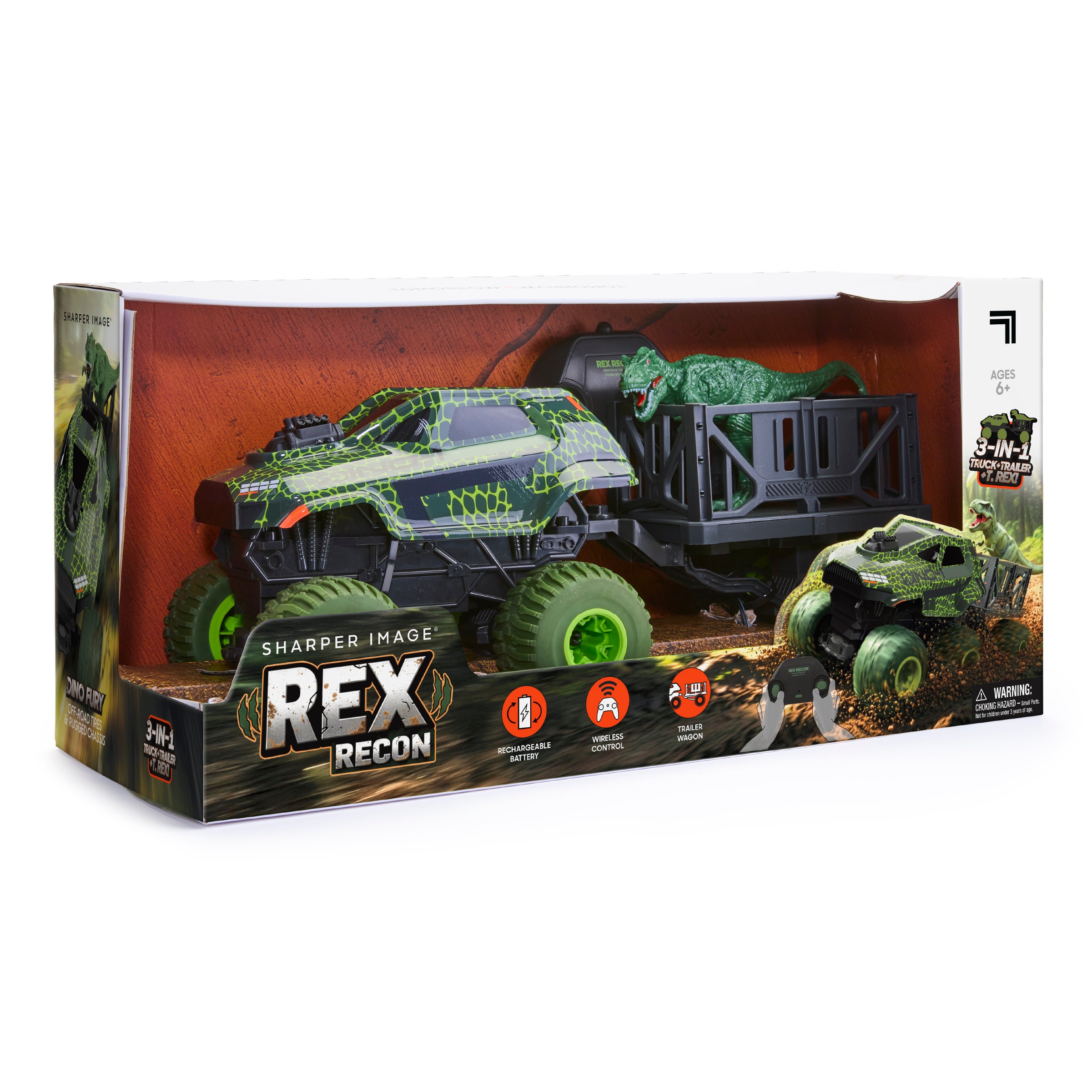 Sharper Image Rex Recon radiostyrt lastbil med dinosaur