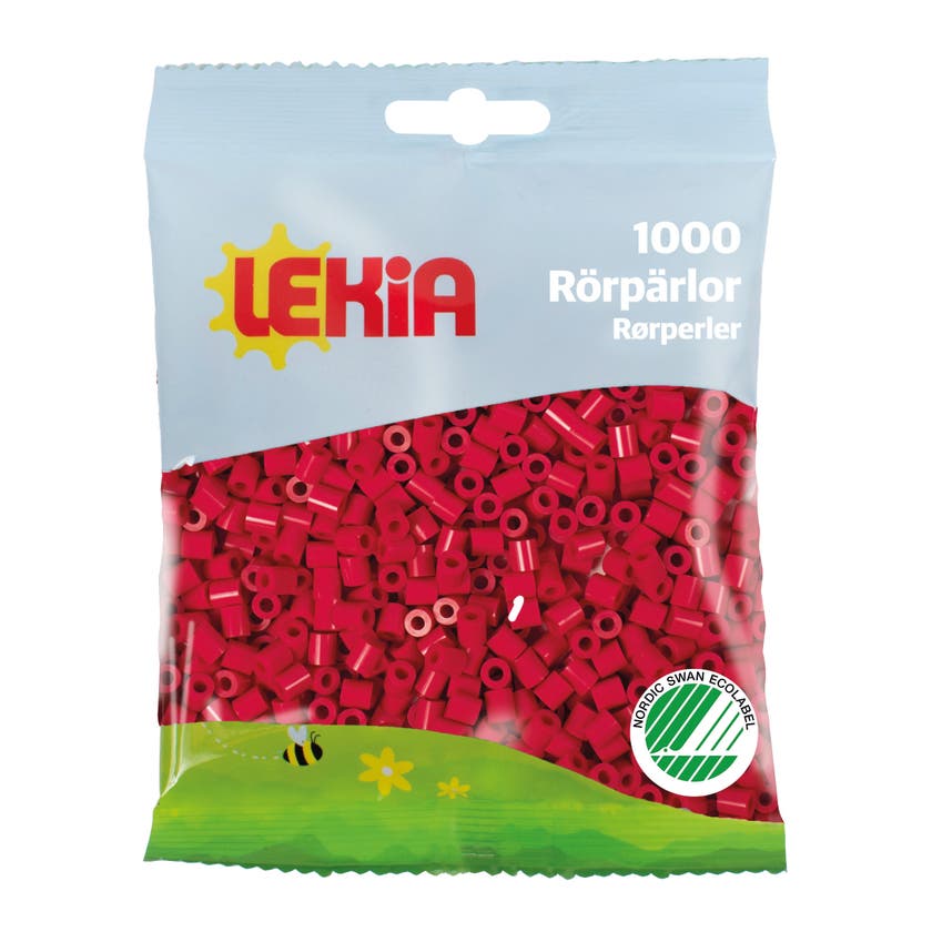 Rørperler 1000 stk Bringebærrød