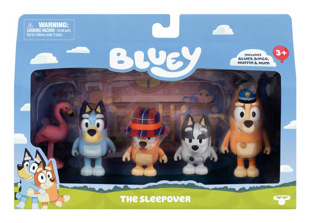 Bluey The Sleepover Figursett 4-pack