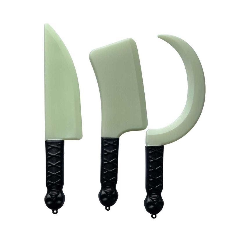 Halloween, Kniv i mørket, selvlysende 1 stk, Sammensatt produkt 3 ulike