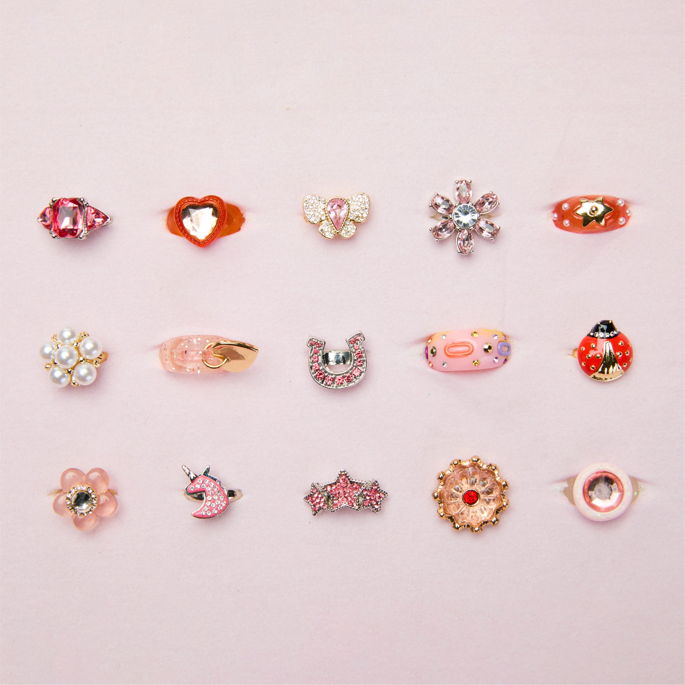 FAO Schwarz Glam Rings Set - 15 fargrike ringer
