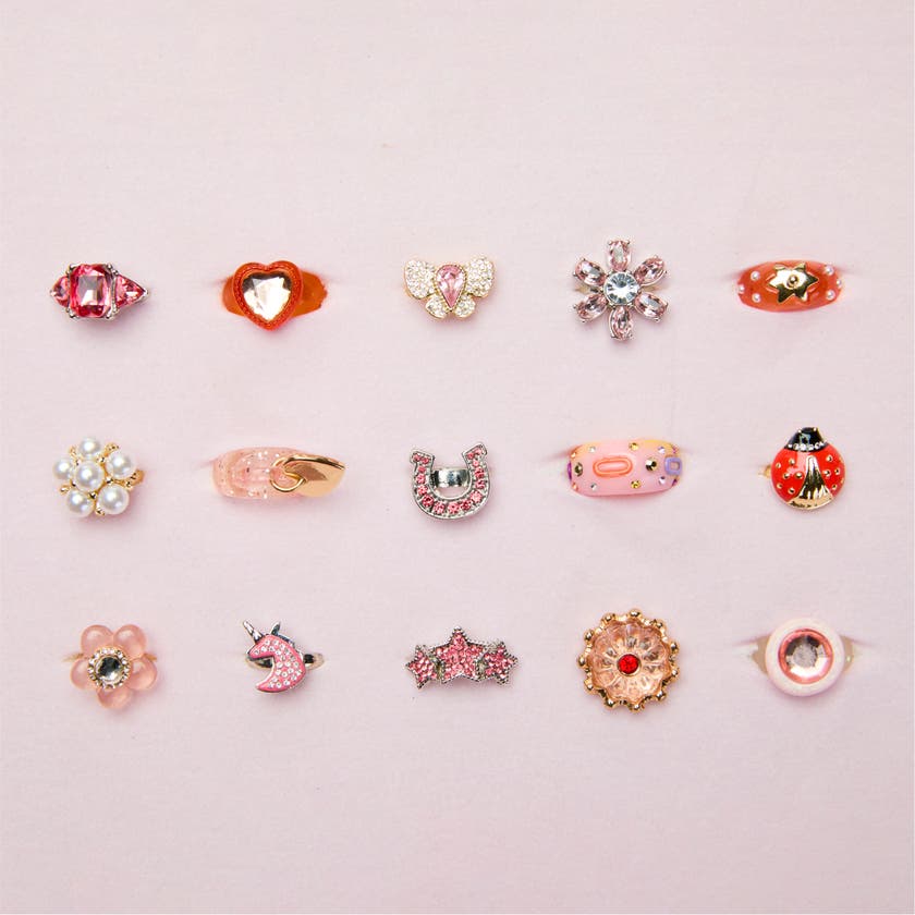 FAO Schwarz Glam Rings Set - 15 fargrike ringer