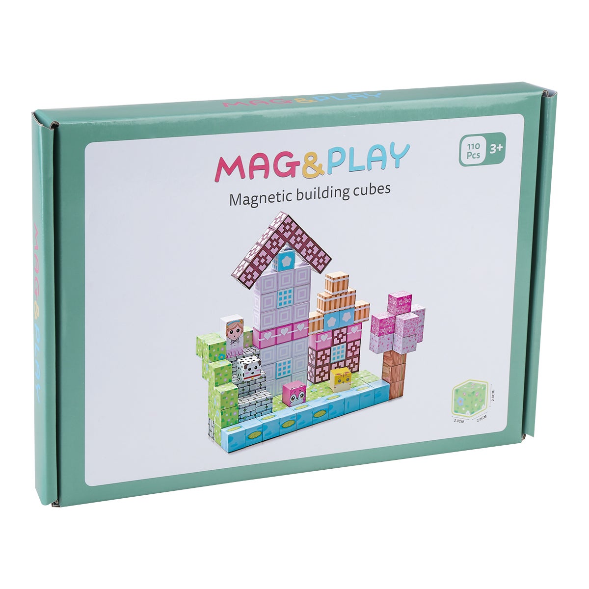 Mag&Play Building Cubes 2 cm 110 stk Rosa
