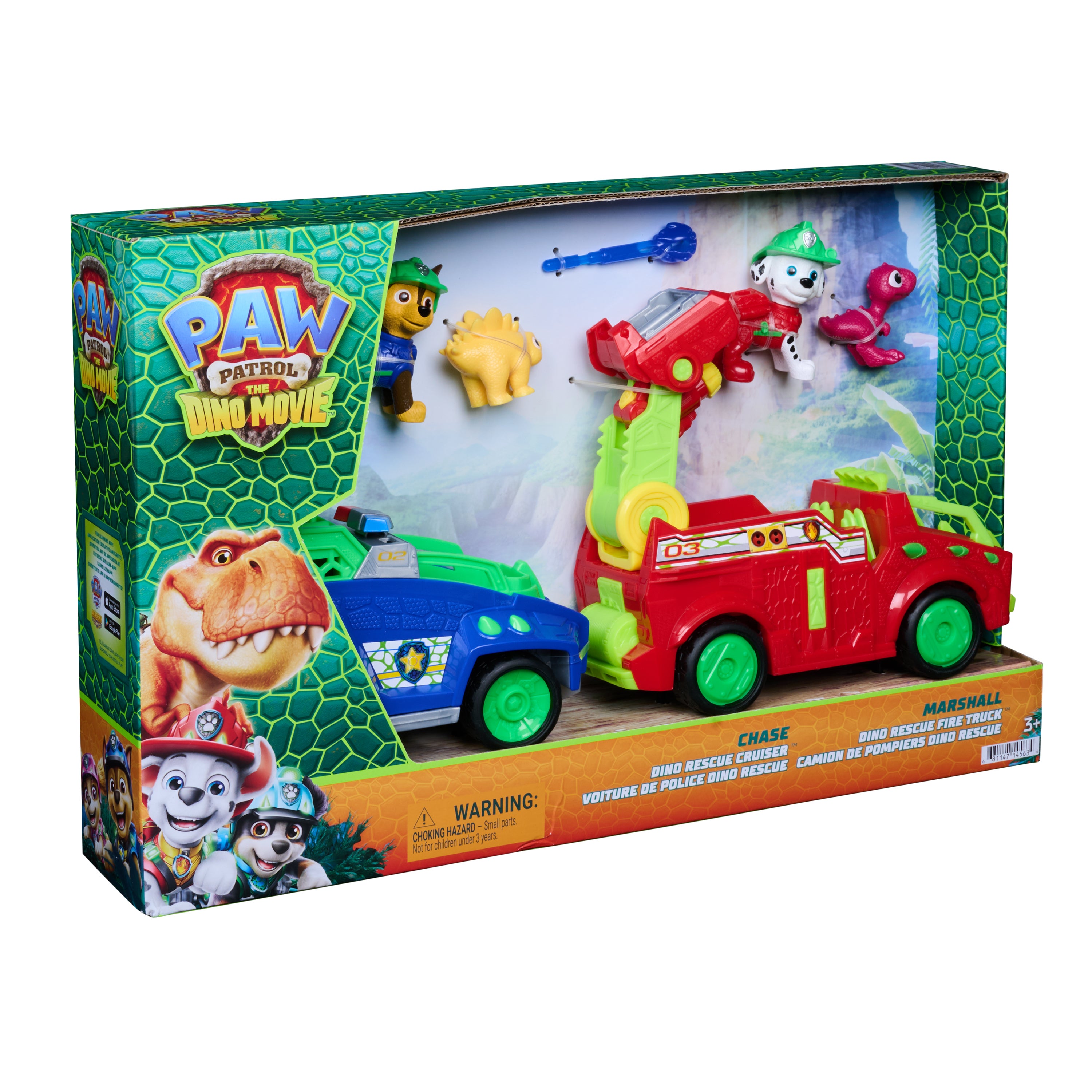 Paw Patrol Movie 3 Dinosaur-kjøretøy 2-pack