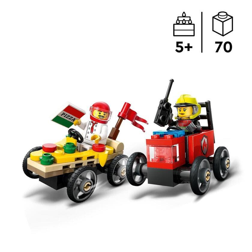 LEGO City Great Vehicles 60458, Pizzabil mot brannbil – racingpakke