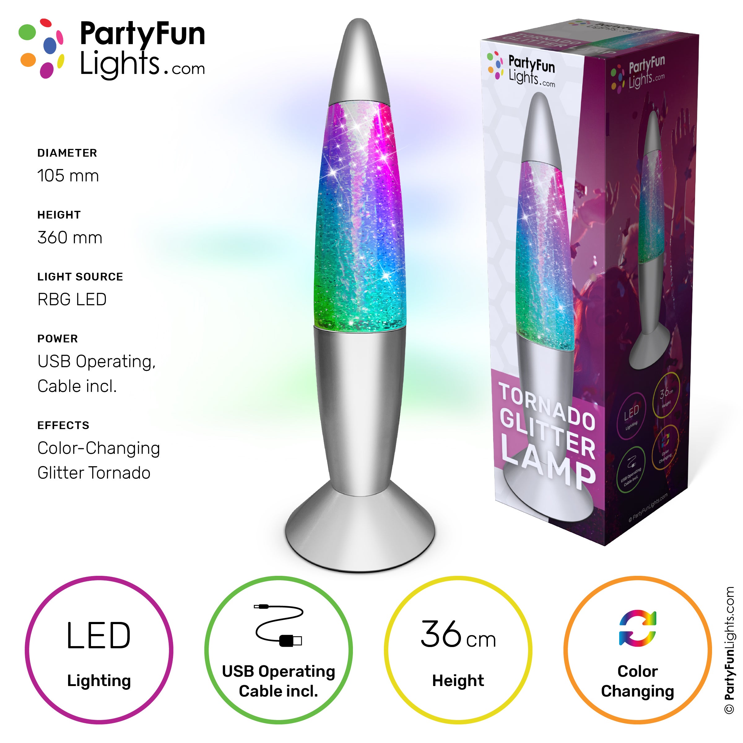 Stage - Lavalampe Glitter 36 cm