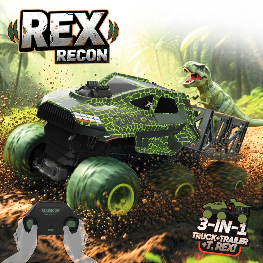 Sharper Image Rex Recon radiostyrt lastbil med dinosaur