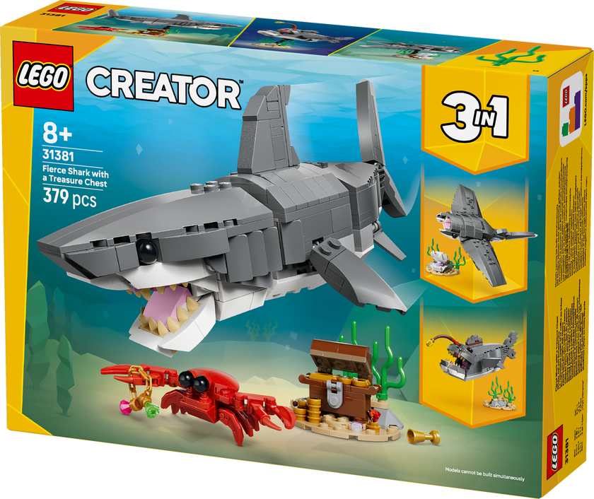 Blodtørstig hai med skattkiste