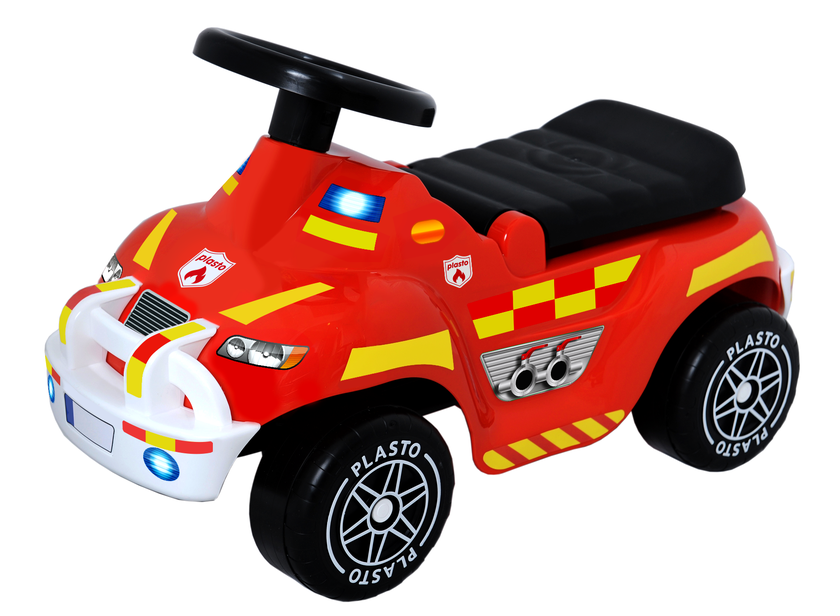 Plasto - Sitte Sparkebil Fire Truck med stille hjul 60 cm