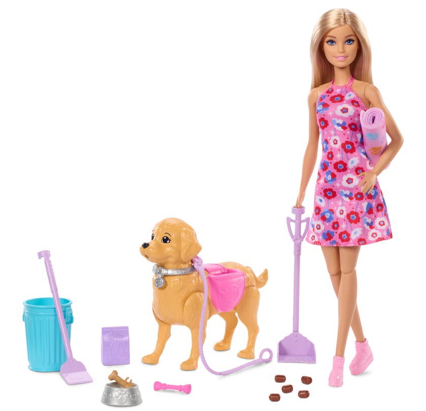 Barbie Walk & Potty Pup med dukke og gående valp