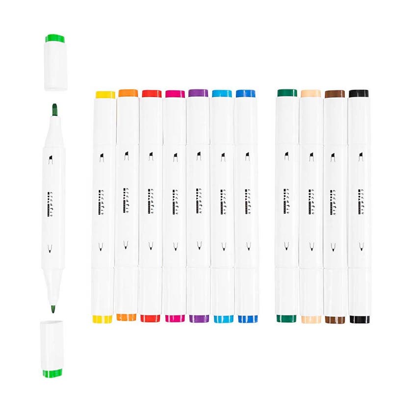 Illustrasjonsmarker, Standardfarger, Spiss 1+8 mm, 12 stk./
