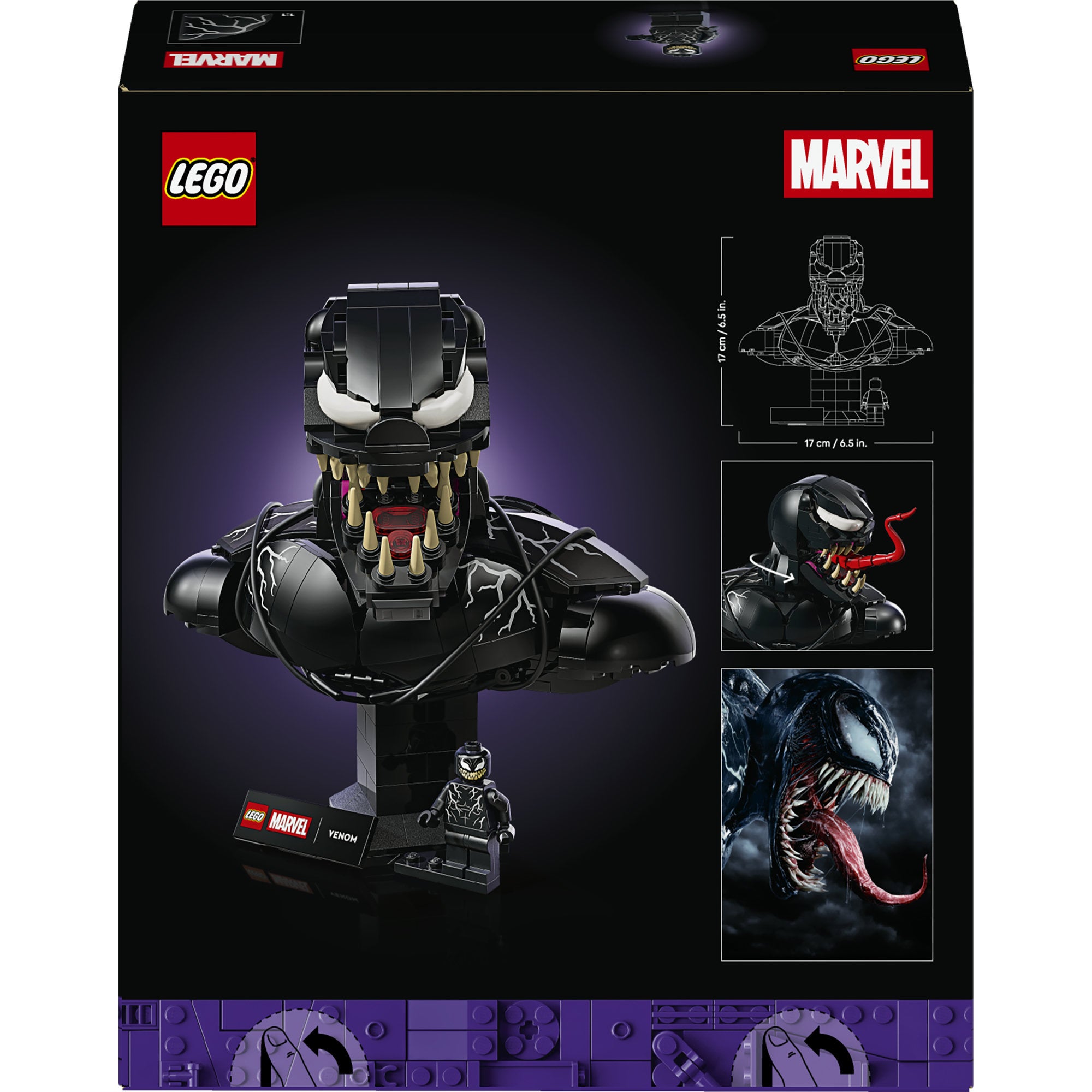 LEGO® ǀ Marvel Byste av Venom. Samlerbyggesett for voksne som kan bygges og stilles ut 76356