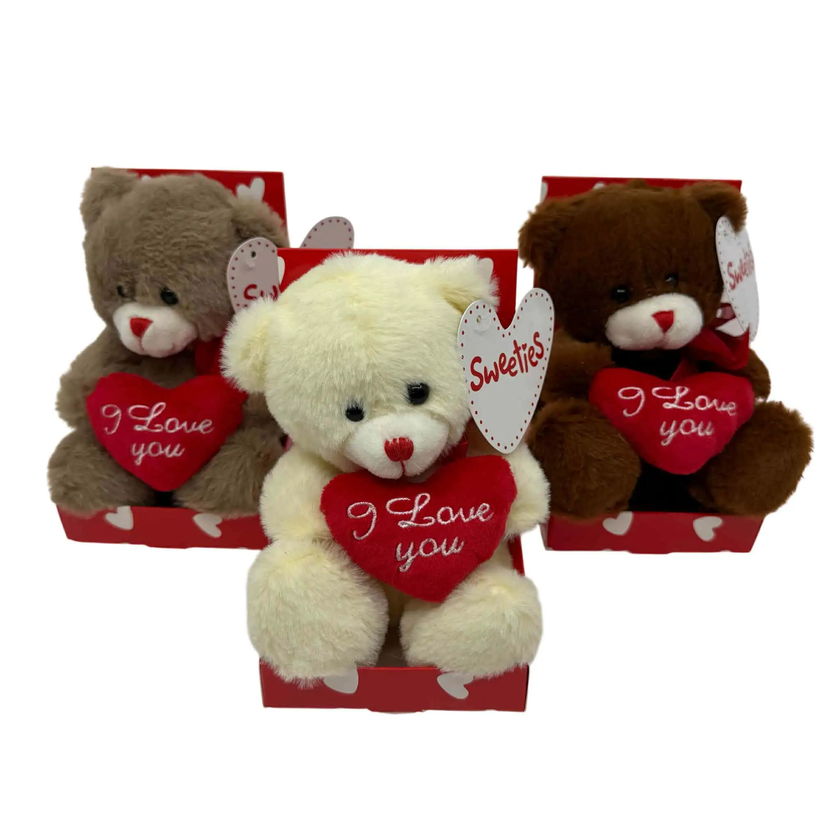 Sweeties - Valentine Bamse 15 cm med hjerte i myk plysj