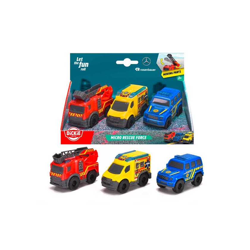 Dickie Toys 3-pakning Mini Redningskjøretøy
