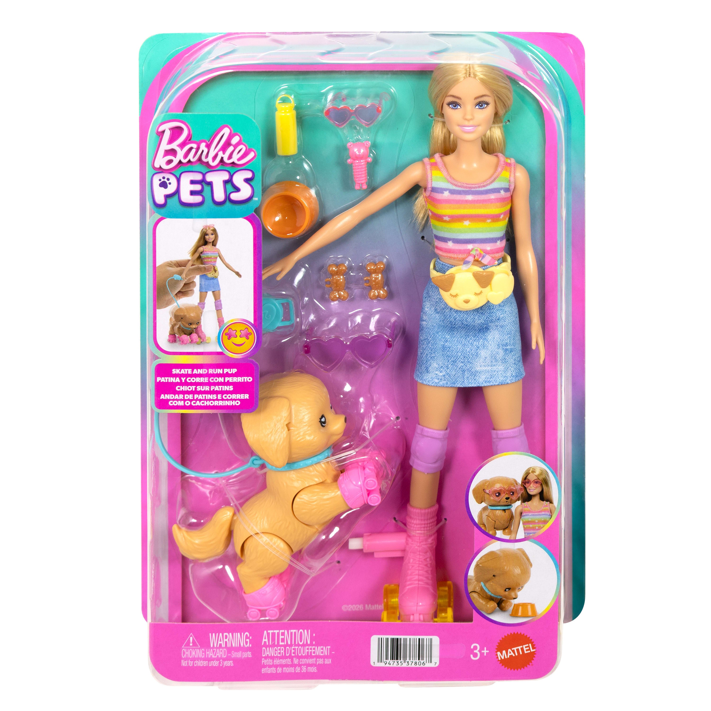 Barbie Skate and Run Pup Dukke med Valp