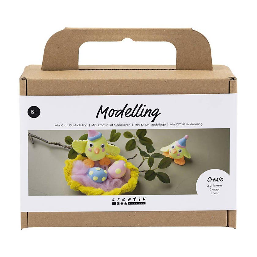 Lite DIY-kit med modelleringleire, lys blå, lys gul, oransje