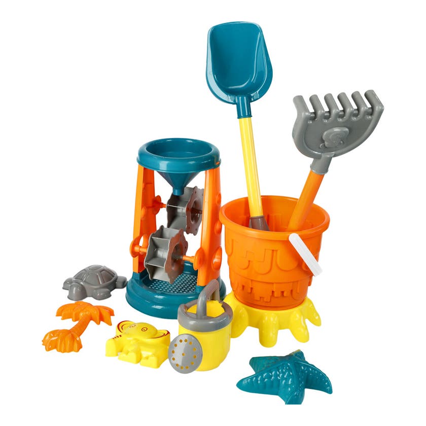 Spade sett, 10 deler m. sandmølle