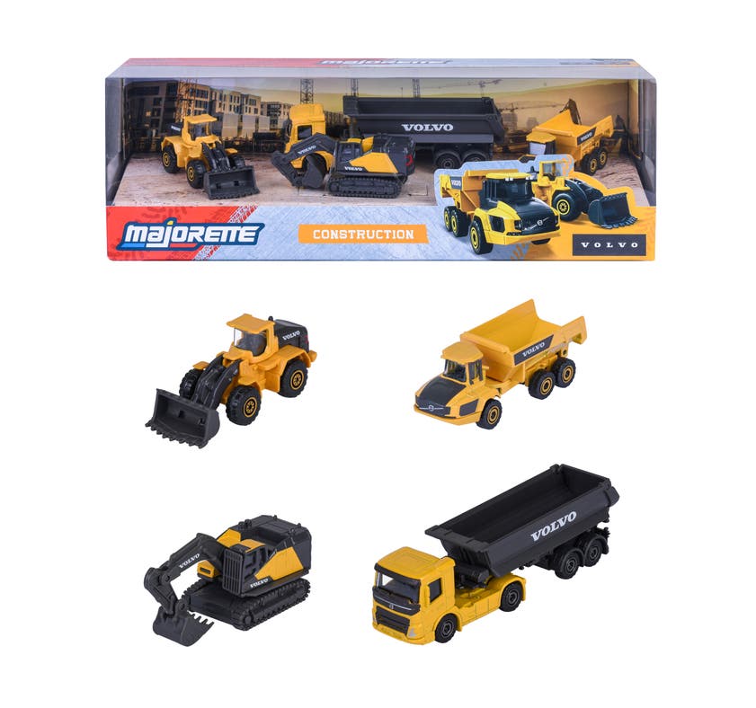 Majorette Volvo Anleggsbil Gaveeske 4-Pack