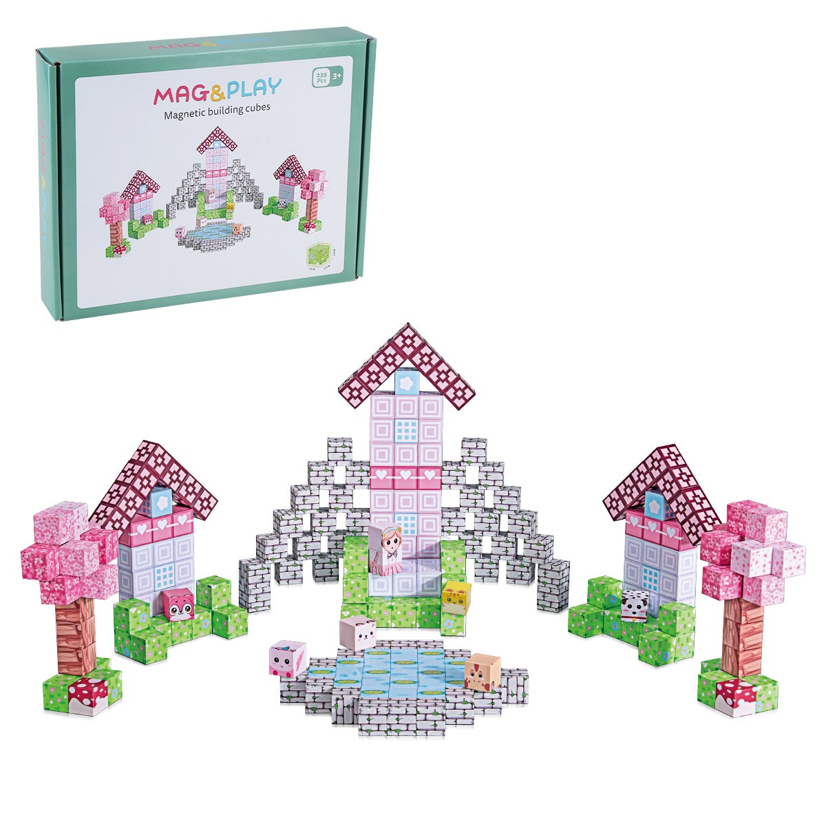 Mag&Play Building Cubes 2 cm 239 stk Rosa