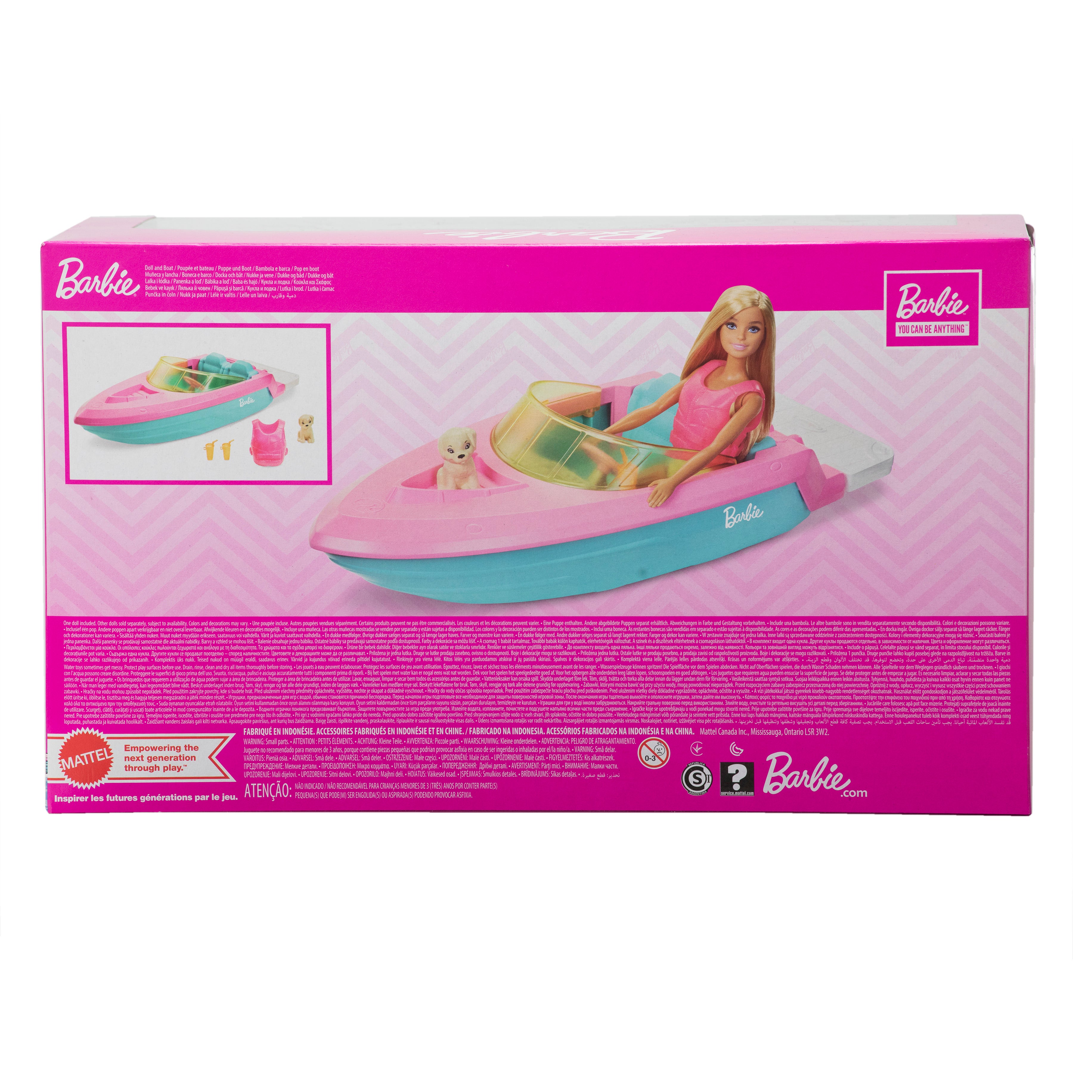Barbie Båt med Dukke, Hvalp og Tilbehør