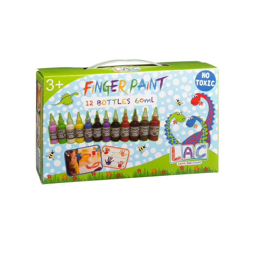 LAC - Fingerfarge 12x60 ml i forskjellige farger