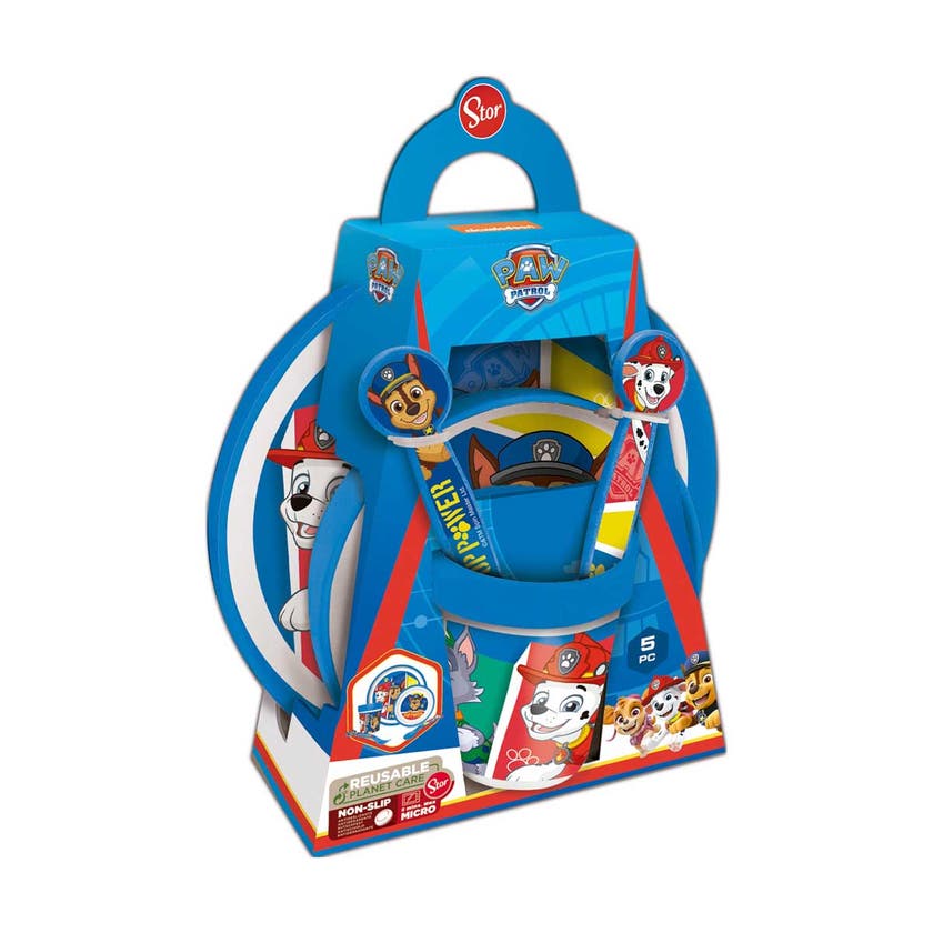 Paw Patrol 5-pk. Skli-sikker: Tallerken/bolle/kopp/bestikk