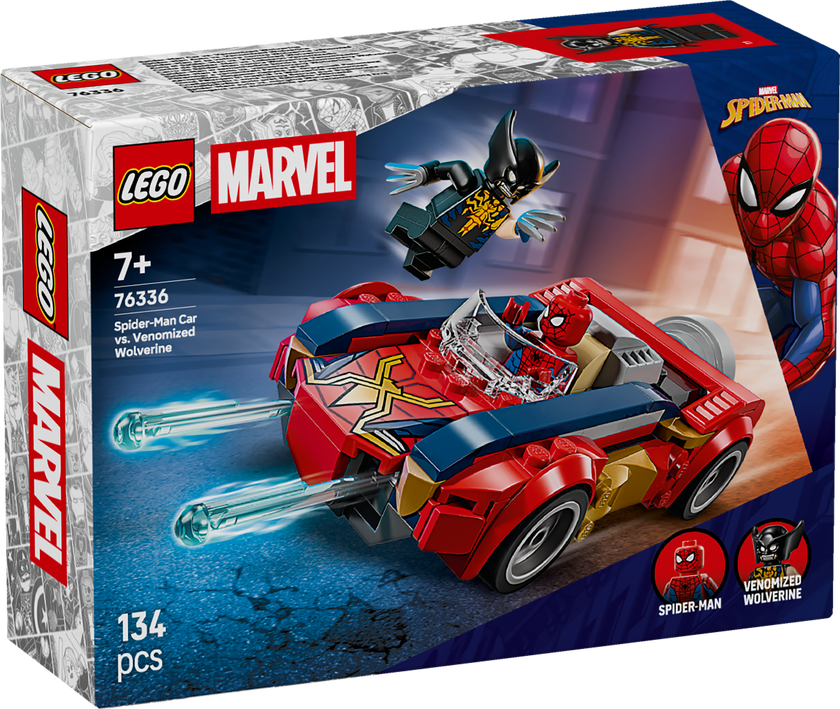 Spider-Man i bil mot venomifisert Wolverine