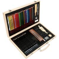 Skisse- og tegnesett, blandede farger, 1 stk.