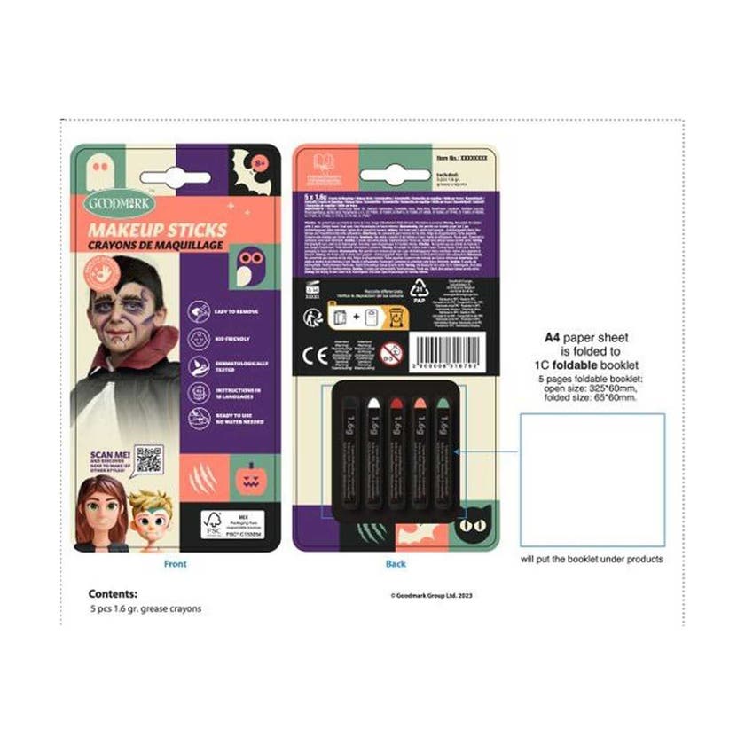 Halloween, Ansiktskritt 5 farger