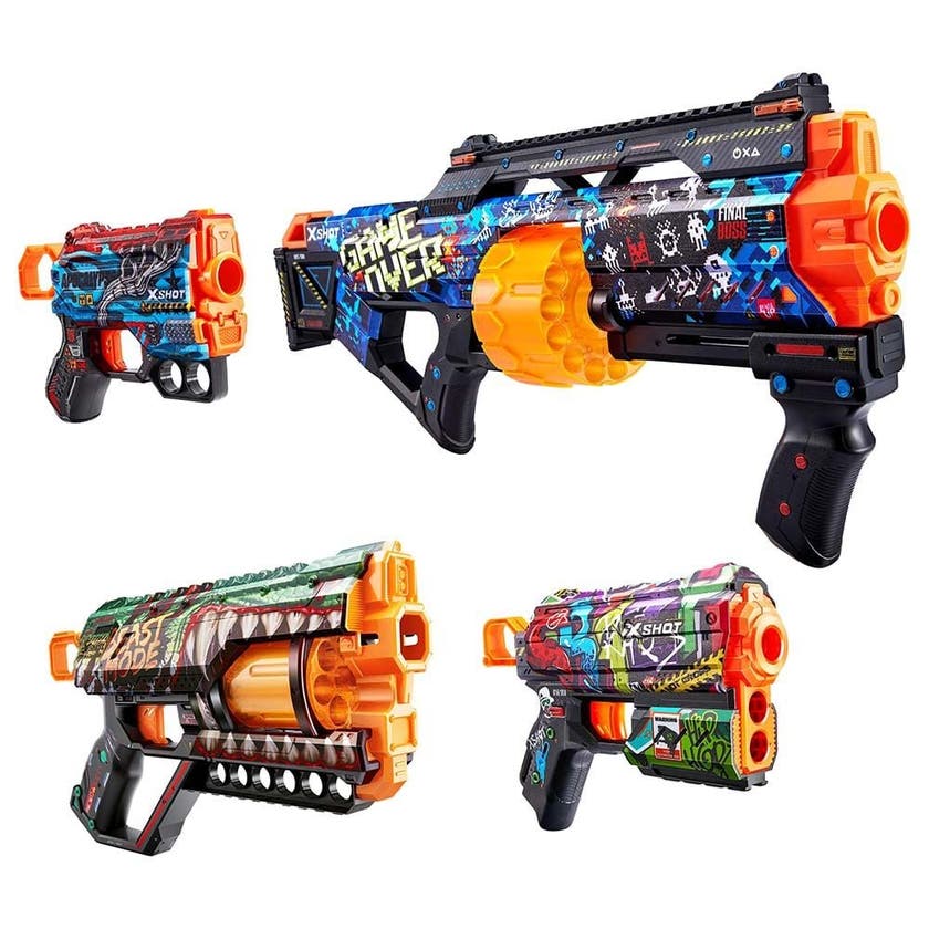X-Shot Skins, Mix Combo Last Stand, Griefer, Flux og Menace