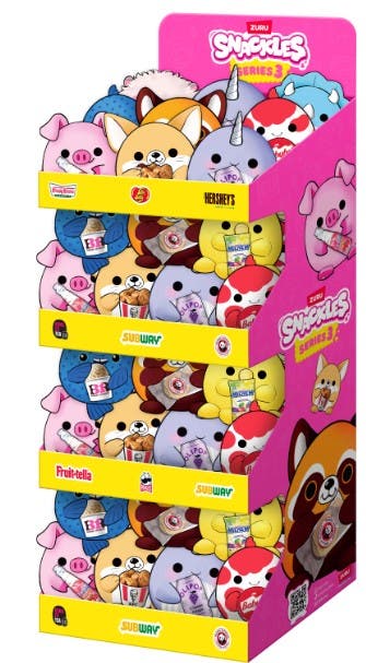 Snackles S3 Core Licensed Plush 8" Endcap,40 Pcs