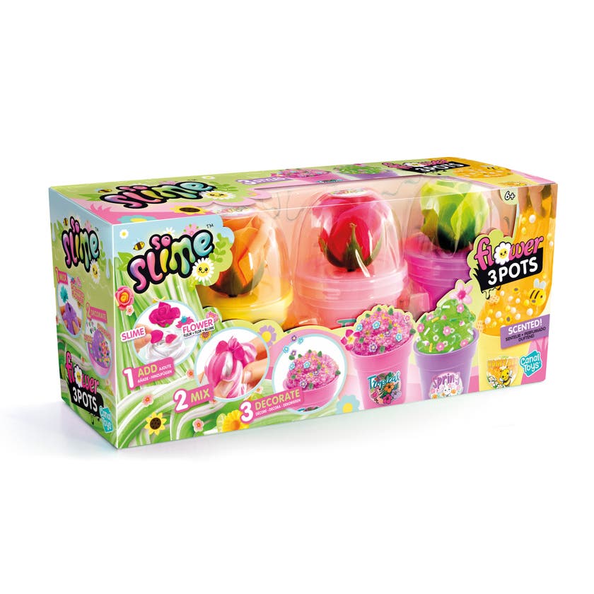 SO SLIME Slime Flower 3-pack – lag fargerike blomsterslimekrukker