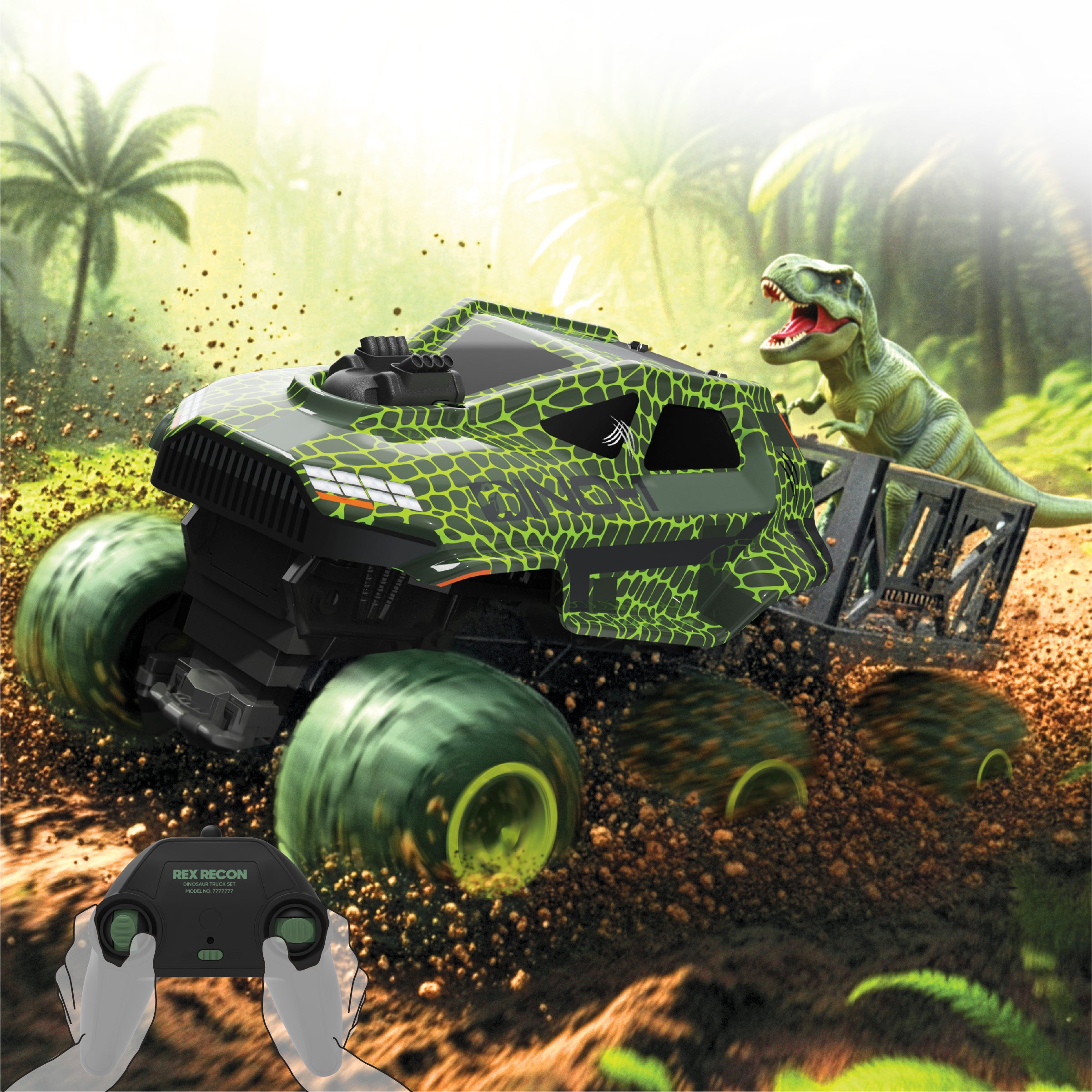 Sharper Image Rex Recon radiostyrt lastbil med dinosaur