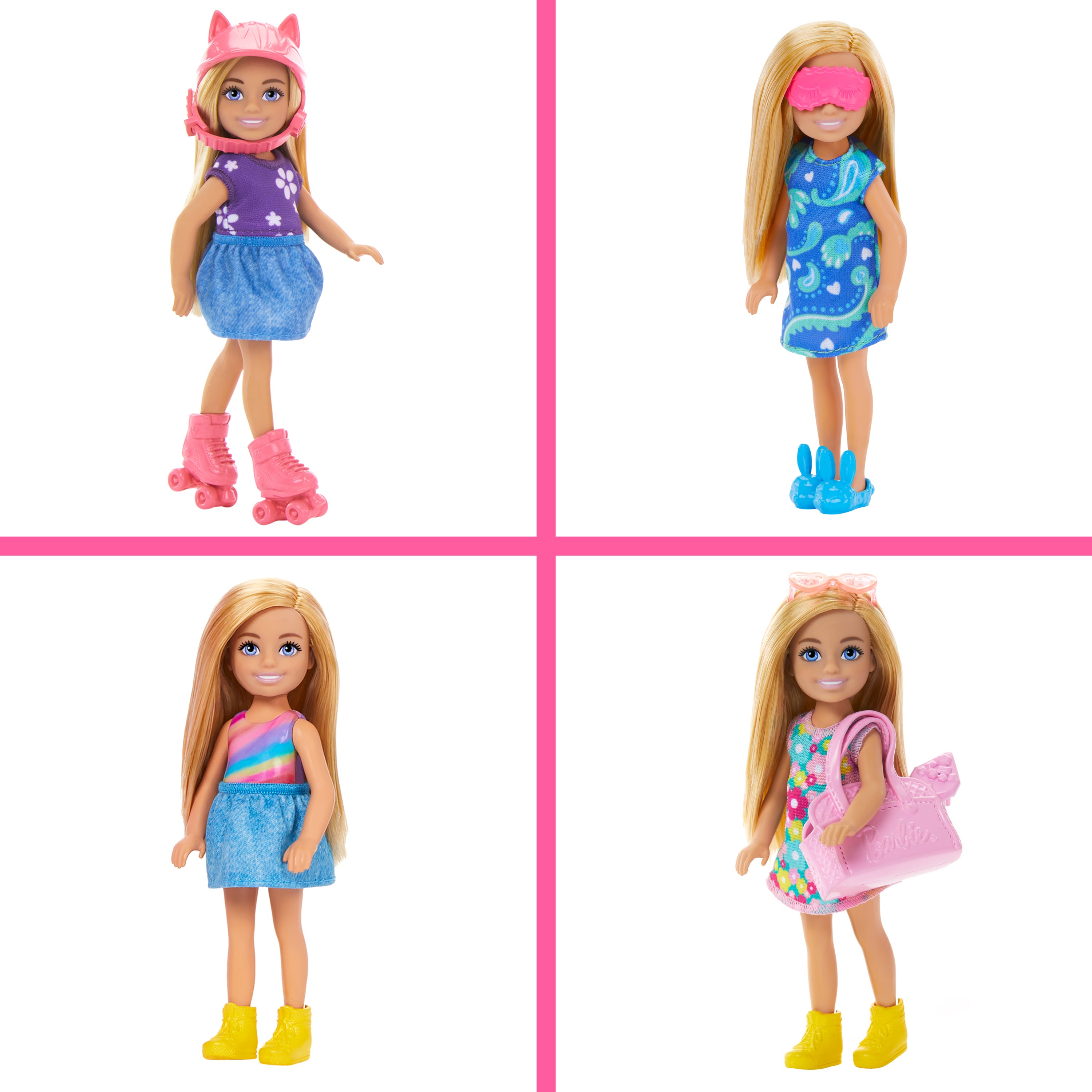 Barbie Chelsea-dukke med garderobe – lekesett med klær og tilbehør