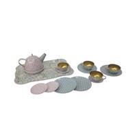 PAP, Blomstret Teservise for 4 med Brett, Metall