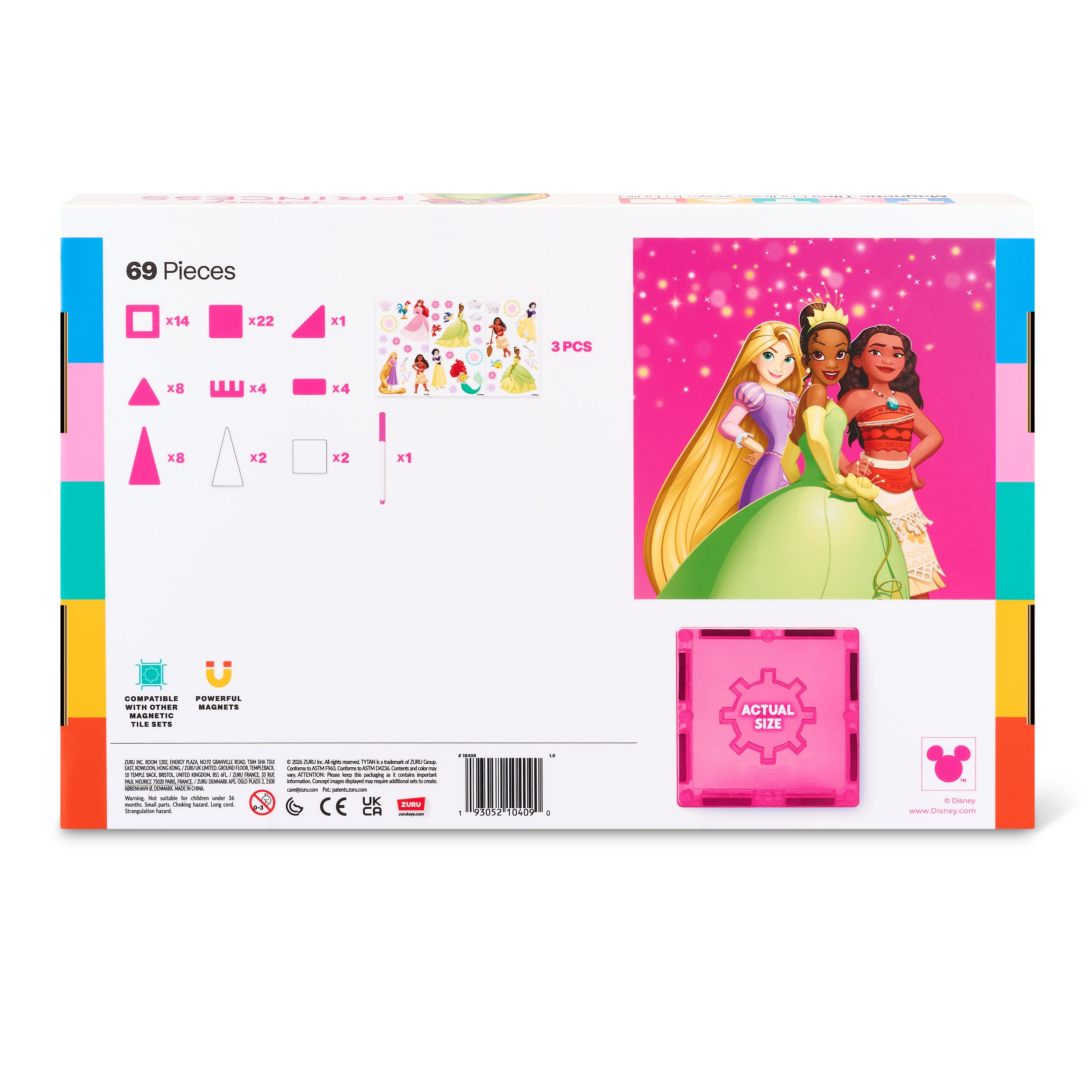 TYTAN Disney Prinsesseslott Magnetiske byggeplater, 69 deler