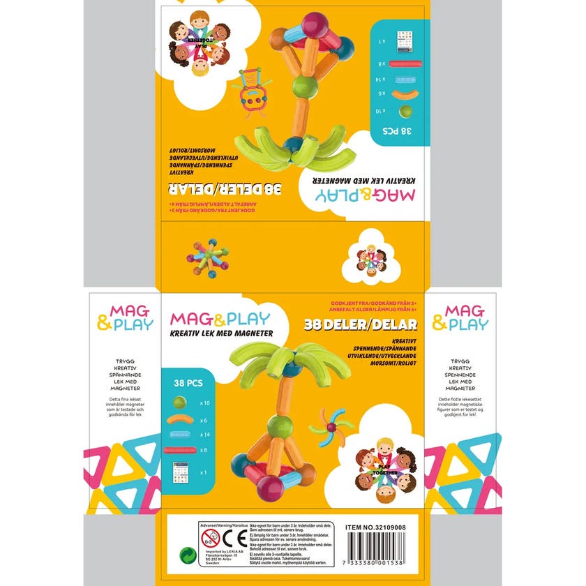 Mag&Play, Staver med kuler 38 stk