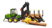 Bruder John Deere 1210E Tømmerskuter med tømmerstokker