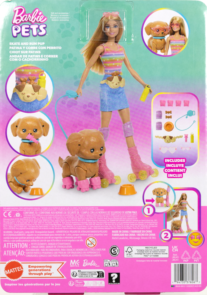 Barbie Skate and Run Pup Dukke med Valp