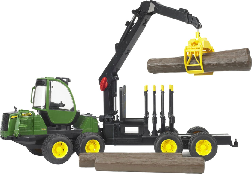 Bruder John Deere 1210E Tømmerskuter med tømmerstokker