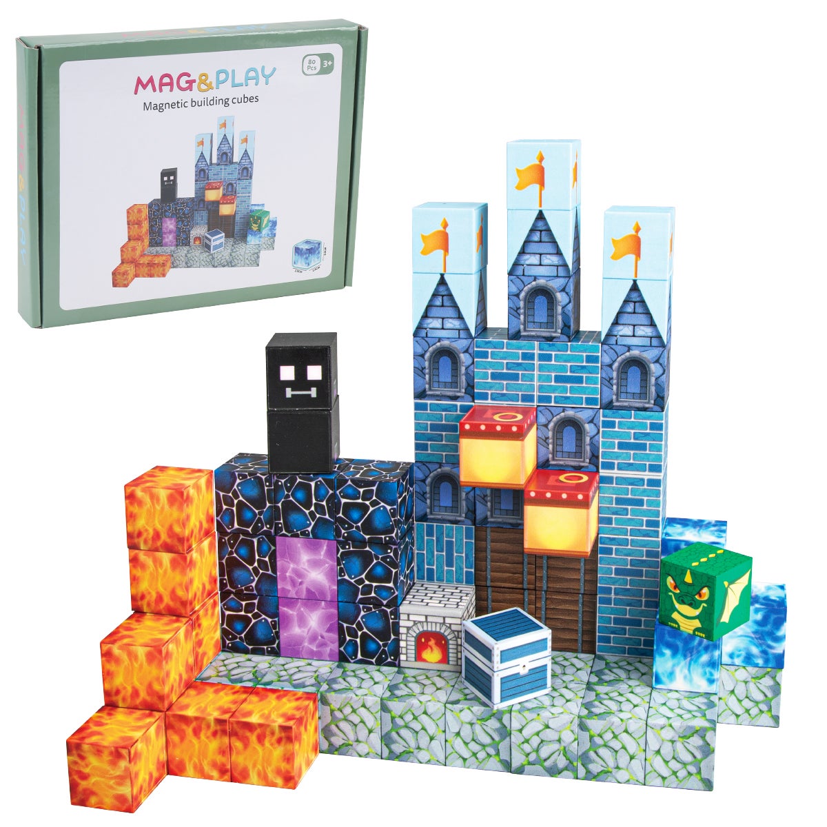 Mag&Play Building Cubes 80 magnetiske kuber