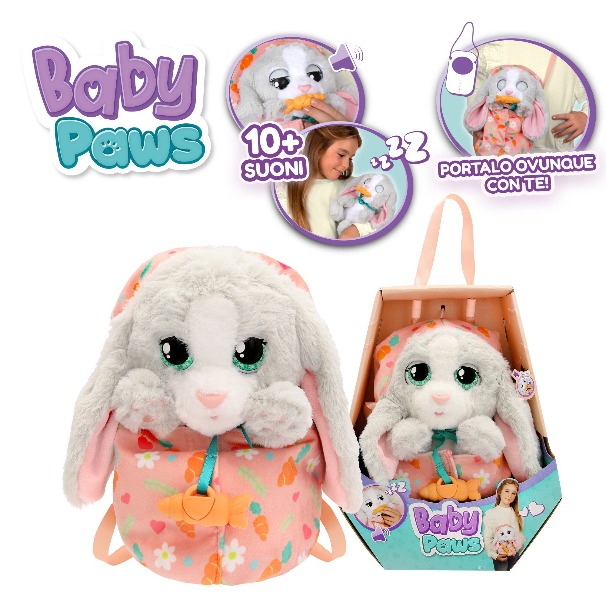 Baby Paws Bunny kosedyr med lyd og napp