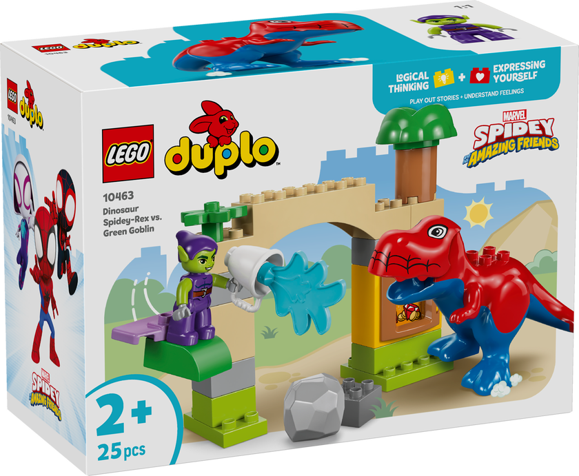 LEGO® DUPLO® │Marvel Dinosauren Spidey-Rex mot Green Goblin. Byggbar superheltleke for småbarn 10463