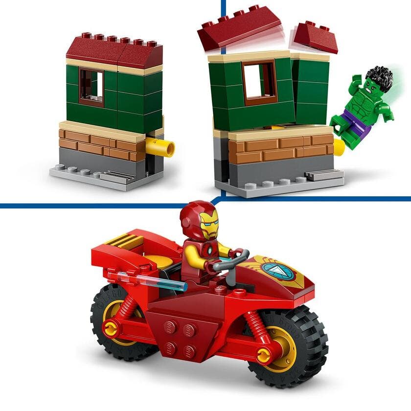 LEGO Marvel 76287, Iron Man med motorsykkel og Hulk