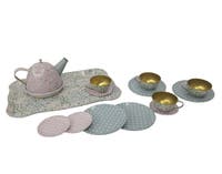 PAP, Blomstret Teservise for 4 med Brett, Metall